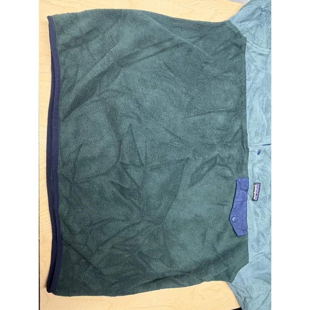 Patagonia Synchilla Fleece Pullover Men Large Blue Green Snap reí conservation